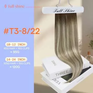 Full Shine Hair Extensions Clip ins Brown Ombre 22 Inch Clip in Human Hair Extensions Dark Brown to Light Brown Mix Blonde Clip in Extensions Real Human Hair Long Straight Hair 7 Pcs