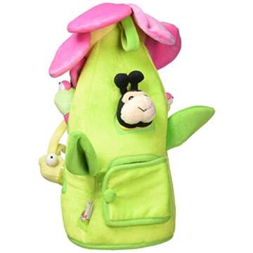 Plush Bug Flower House with Bugs - Five (5) Stuffed Animal Bugs and Butterflies in Play Flower Carry...