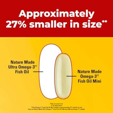 Nature Made Extra Strength Burp Less Omega 3 Fish Oil 1400 mg Minis, Fish Oil Supplements as Ethyl Esters for Healthy Heart, Brain and Eyes Support, Omega 3 Supplement, 60 Softgels, 30 Day Supply