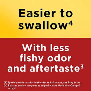 Nature Made Extra Strength Burp Less Omega 3 Fish Oil 1400 mg Minis, Fish Oil Supplements as Ethyl Esters for Healthy Heart, Brain and Eyes Support, Omega 3 Supplement, 60 Softgels, 30 Day Supply