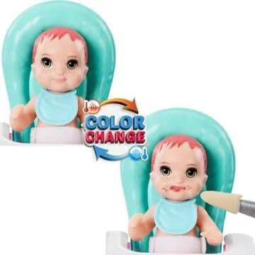 Barbie Skipper Doll & Playset with Accessories, Babysitting Set Themed to Mealtime, Color-Change Toy Play