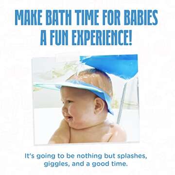Walnut Tree Baby - Baby Bath Visor with Strap, Bath Visor for Toddlers, Adjustable Shower Visor, Multipurpose Baby Bath Hat Shield, Nose, Ears, & Eye Protector for Shower, Sky Blue
