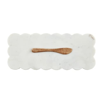 Mud Pie Scallop Marble Board Set for Stylish Serving
