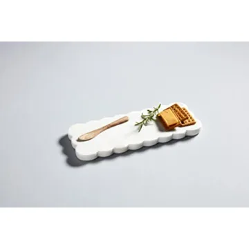 Mud Pie Scallop Marble Board Set for Stylish Serving