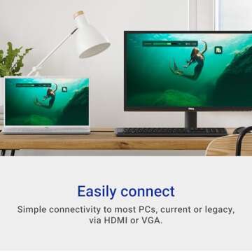 Dell 24 SE2425H Monitor - 23.8-Inch Full HD (1920x1080), VA Panel, 5ms Response Time, Tilt, Certified by TÜV Rheinland for 3-Star Eye Comfort - Black