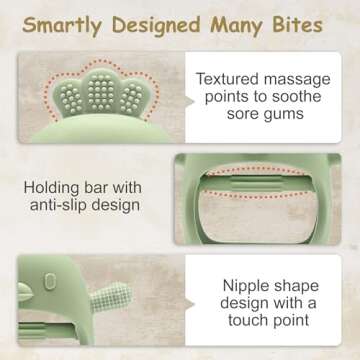 Baby Teething Toys by Komfy LilLove | Non-Toxic Infant Toys 0-6 6-12 Months | CPC Certified Teething Mitten | No Drop Teether for Baby Teething Relief | Baby teether Toys | Teething Pacifier - 2 Pack