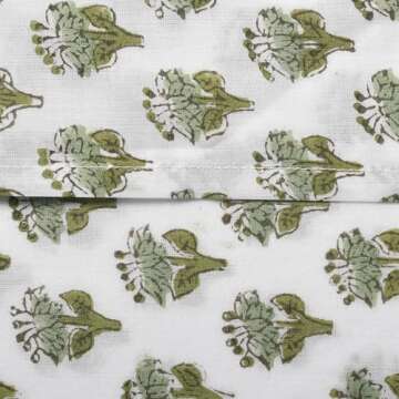 CPC Cloth Napkins Set of 6 Cotton Printed Dinner Block Print Napkins I Wedding Cocktail Cloth Floral Napkins I 18x18 in I Emerald Green