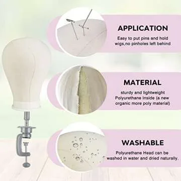 Neverland Beauty & Health 23 Inch Wig Stand Tripod with Head,Canvas Wig Head,Wig Head Stand with Man...