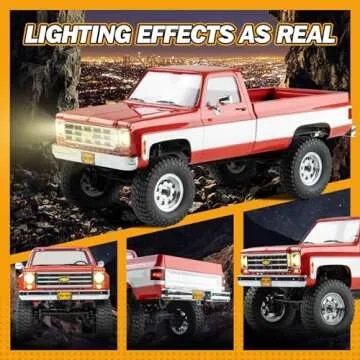 BEEZRC FMS 1/18 RC Crawler FCX18 Chevy K10 RC Truck RTR RC Car Official Licensed Model Car 8km/h 4WD 900mAh Hobby RC Cars Remote Control Car with LED Lights Vehicle 4-Ch 2.4GHz Transmitter (Red)