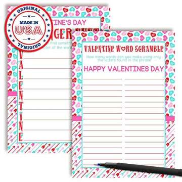 Valentine's Day Word Scramble Scavenger Hunt Holiday Fill In Game Cards, Ten 5" x 7" Fill In The Blank Cards by AmandaCreation