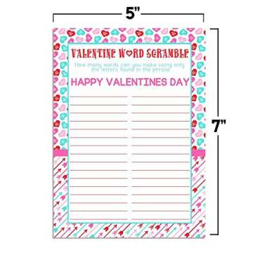 Valentine's Day Word Scramble Scavenger Hunt Holiday Fill In Game Cards, Ten 5" x 7" Fill In The Blank Cards by AmandaCreation