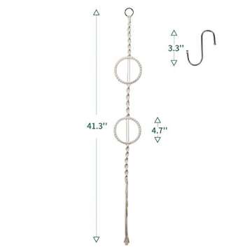POTEY 601101 Air Plant Hanger - Air Plants Holders for Tillandsia Display 1 Pack Handmade Cotton Rope Hanging Air Plant Holders for Home Decor for 2 Air Plants, 41.3'',Ivory