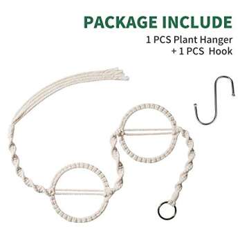 POTEY 601101 Air Plant Hanger - Air Plants Holders for Tillandsia Display 1 Pack Handmade Cotton Rope Hanging Air Plant Holders for Home Decor for 2 Air Plants, 41.3'',Ivory