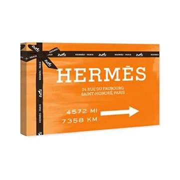 Oliver Gal 'Faubourg Road Sign Orange' Fashion Wall Art Canvas Decor Collection