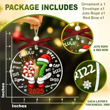 67 Ornament - Six Seven Slang Funny Meme Christmas Decoration for Kids and Teens 2025