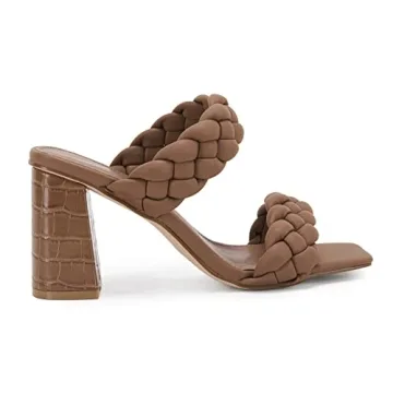 Stylish Syktkmx Women's Braided Heeled Sandals