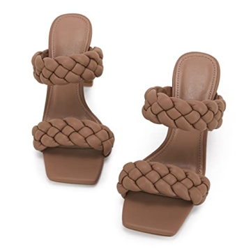 Stylish Syktkmx Women's Braided Heeled Sandals