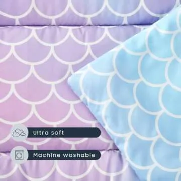 Wake In Cloud - Toddler Nap Mat with Pillow and Blanket, for Kids Girls in Kindergarten Daycare Preschool Pre K, Roll Up Sleeping Bag, Cute Colorful Mermaids, Purple Blue, Extra Long