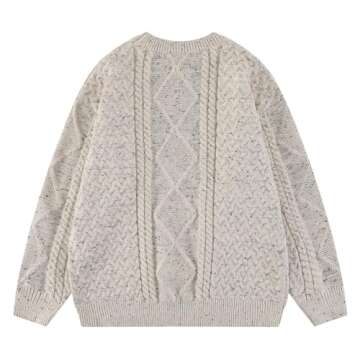 Aelfric Eden Women Solid Sweater Crew Neck Long Sleeve Knit Sweater Oversized Pullover Sweater Beige