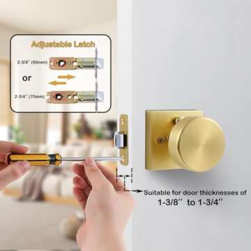 Satin Brass Round Door Knobs - Modern Privacy Handles