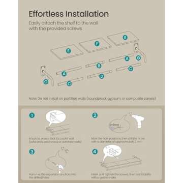 SONGMICS Clothes Rack with Top Shelf, Wall Mounted Clothing Rack, with Hanging Rod, Loads up to 132 lb, 11 x 42.9 x 5.2 Inches, Entryway, Bedroom, Closet, Natural Beige and Cloud White UHSR135W01