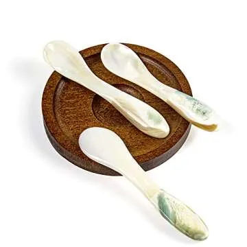 DUEBEL Mother of Pearl Caviar Spoons, 4' Luxury Handmade Spoons for Caviar/Shrimp/Egg/Icecream Servi...
