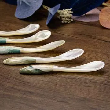 DUEBEL Mother of Pearl Caviar Spoons, 4' Luxury Handmade Spoons for Caviar/Shrimp/Egg/Icecream Serving (5pcs)