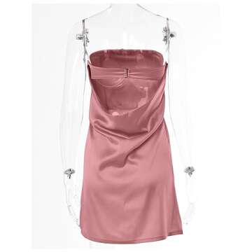 LYANER Women's Satin Silk Hollow Out Back Strapless Tube Bodycon Club Mini Dress