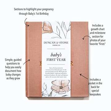 Baby First Year Book (Dusty Rose, 112 Pages) - Memory & Milestone Baby's First Year Photo Album from...