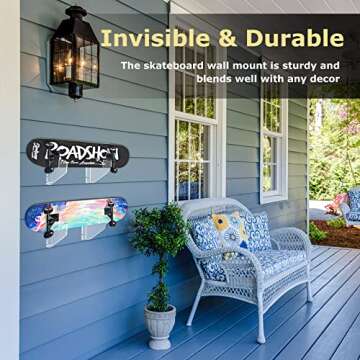 UCINNOVATE 4 Packs Acrylic Skateboard Wall Mount 1/6 inch Thick Longboard Skateboard Rack, Transpare...