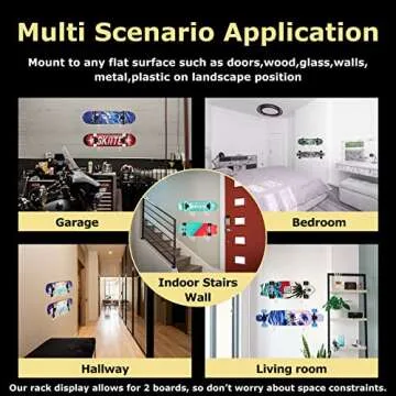 UCINNOVATE 4 Packs Acrylic Skateboard Wall Mount 1/6 inch Thick Longboard Skateboard Rack, Transparent Snowboard Hanger for Storage Holder Deck Display, Fit Surfskate, Skis, Penny Boards