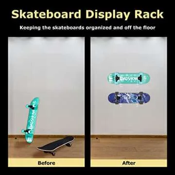 UCINNOVATE 4 Packs Acrylic Skateboard Wall Mount 1/6 inch Thick Longboard Skateboard Rack, Transparent Snowboard Hanger for Storage Holder Deck Display, Fit Surfskate, Skis, Penny Boards