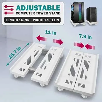 Seloom Adjustable Mobile CPU Stand with Rolling Casters for Gaming PC