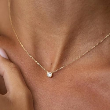 Galis Gold Plated Choker Necklace Faux Diamond Pendant