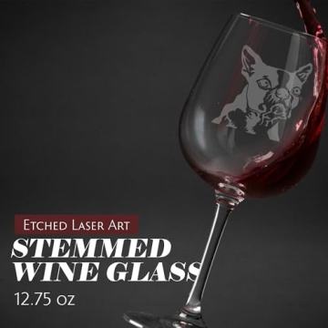 Custom Boston Terrier Etched Wine Glass - Dog Gift