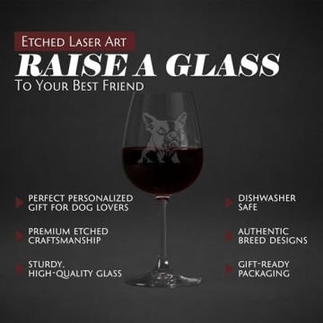 Custom Boston Terrier Etched Wine Glass - Dog Gift