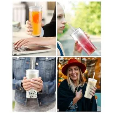 Elegant Glass Cups with Lids and Straws for Iced Coffee