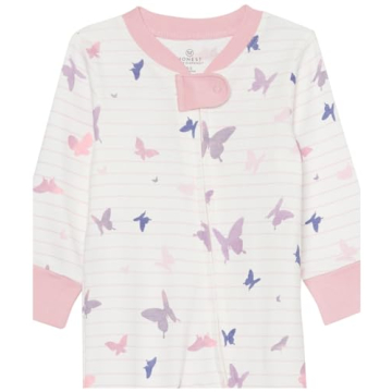 HonestBaby Organic Zip-Front Footed Pajamas for Baby Girls