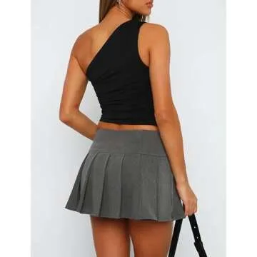 Matunana Womens Going Out Tops One Shoulder Crop Tank Top Sexy Y2K Cute T Shirts Tube Corset Basic Tee Summer Beach Vacation Fashion Trendy Clothes 2025 Black