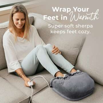 Pure Enrichment PureRelief Deluxe Foot Warmer - 4 Heat Settings, Universal Size, Soft Micromink & Sherpa, Use at Home or The Office, Durable Anti-Slip Sole, 2-Hour Auto Shut-Off, & Machine Washable