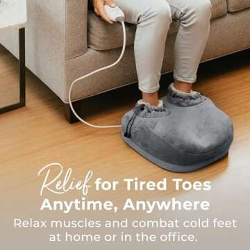 Pure Enrichment PureRelief Deluxe Foot Warmer - 4 Heat Settings, Universal Size, Soft Micromink & Sherpa, Use at Home or The Office, Durable Anti-Slip Sole, 2-Hour Auto Shut-Off, & Machine Washable