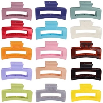 15 Pack Rectangle Hair Claw Clips for Every Style