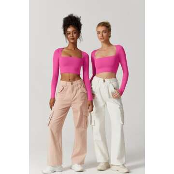 QINSEN Women's Square Neck Crop Top - Sexy Slim Fit