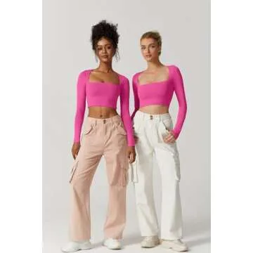 QINSEN Women's Square Neck Crop Top - Sexy Slim Fit