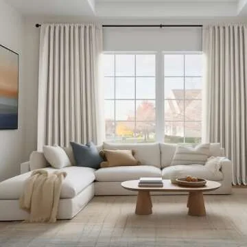 HPD Half Price Drapes Faux Linen Textured Room Darkening Curtains for Bedroom 120 Inches Long (1 Panel), 100W X 120L Extra Wide Curtains for Living Room Home Decor, Birch