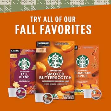 Starbucks K-Cup Coffee Pods, Medium Roast Coffee for Keurig Coffee Makers, Fall Blend, 100% Arabica, Limited Edition, 1 Box (10 Pods)