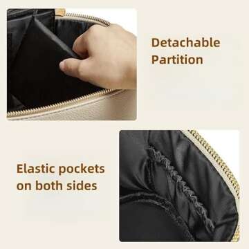 VRSQUER Travel Toiletry Bag Waterproof Storage Bag Cosmetic Bags Portable Pouch Open Make up Organizer with Handle Gift (beige)