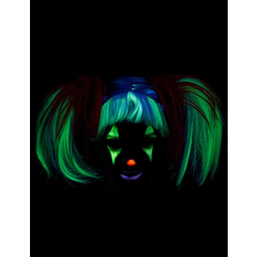 Vibrant Glow in The Dark Punk Pigtails Halloween Wig