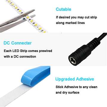 JOYLIT 24V Bright White LED Strip Lights for Versatile Use