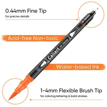Caliart 34 Double Tip Brush Markers for Creative Fun